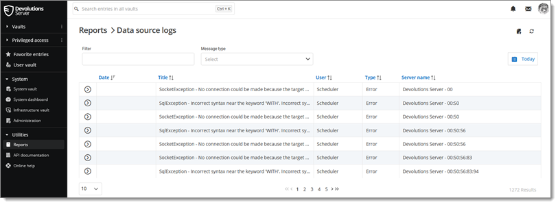 Data source logs