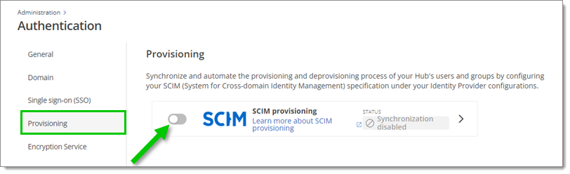 Enable SCIM provisioning
