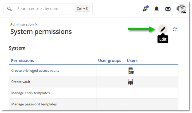 Edit system permissions
