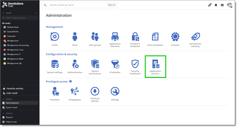 Administration – Application services