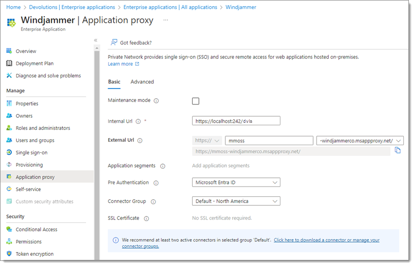 App proxy information – Basic