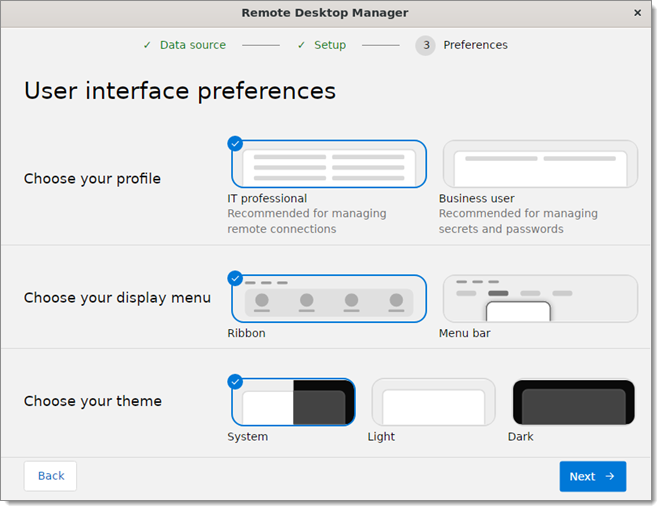 User interface preferences