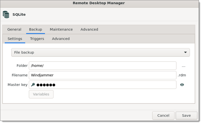 Backup settings