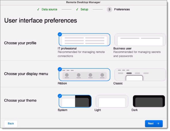 User interface preferences