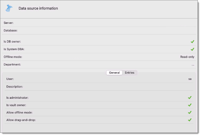 My data source information – General tab