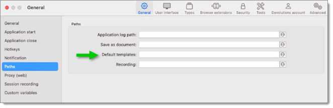 File - Settings - General - Paths - Default templates