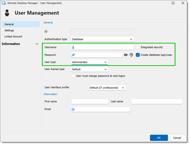 Create a administrator account