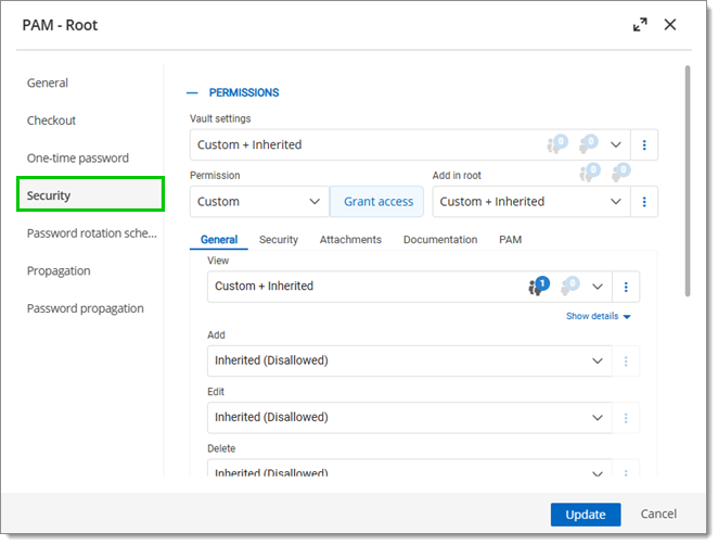 PAM folder permissions