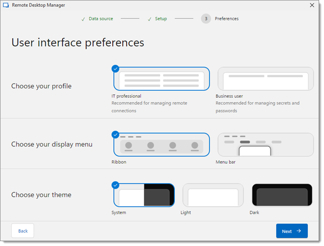 User interface preferences