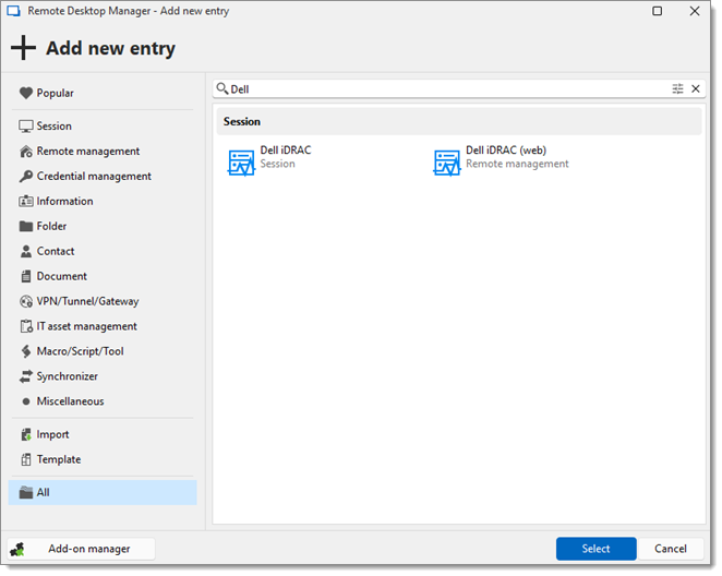Add new entry window