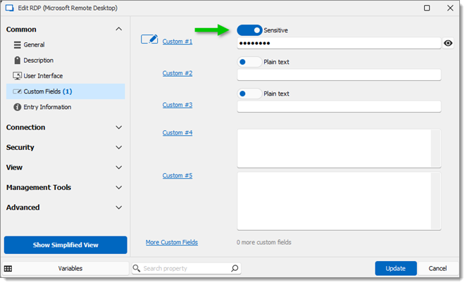 Hide the value of the Custom Fields