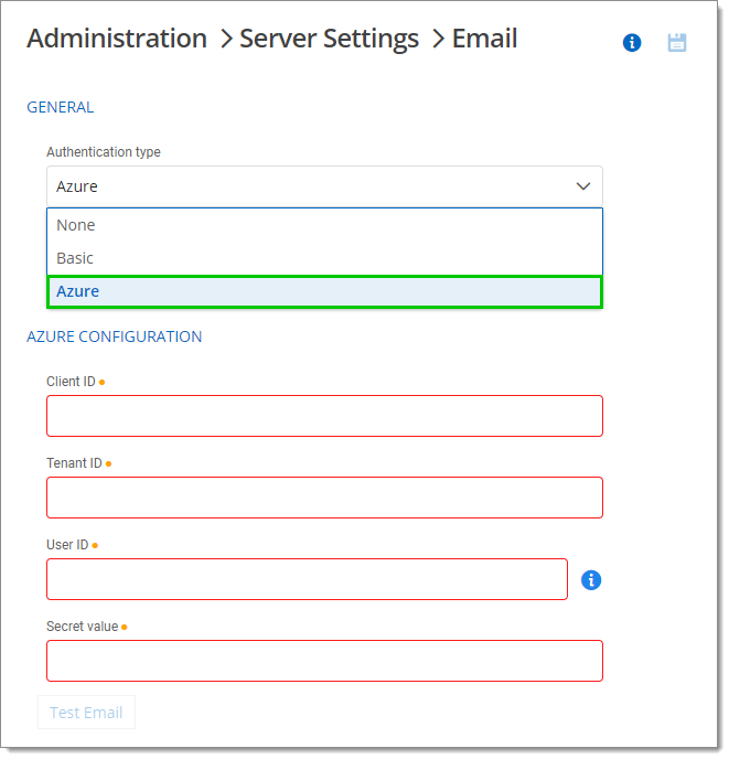 Azure Authentication type