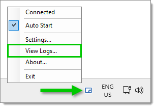 Remote Desktop Manager Agent Tray Icon – View Logs...