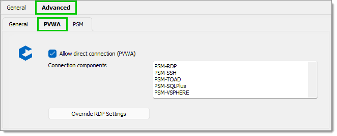 Advanced Tab – PVWA