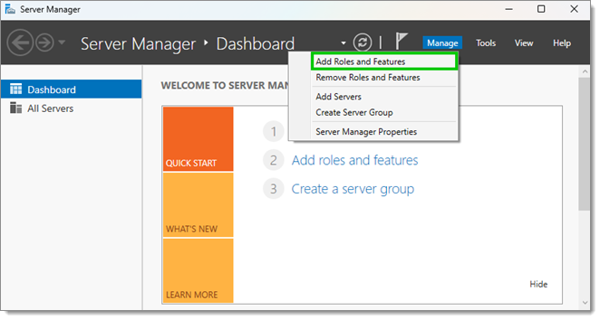 Add Roles and Features