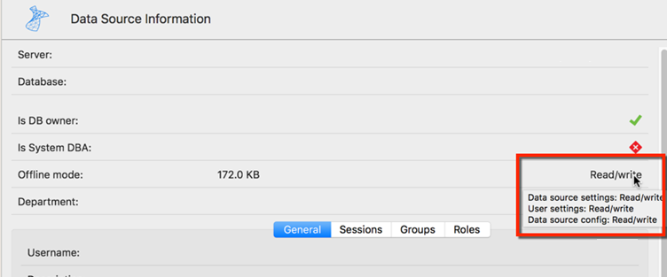 Data source information - Offline mode