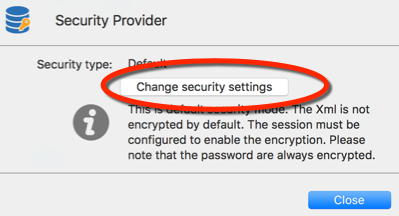 Security provider - Change security settings