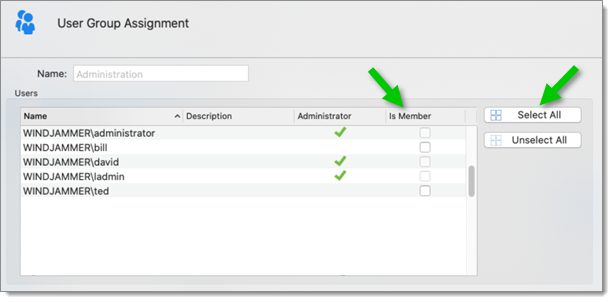 User group assignment