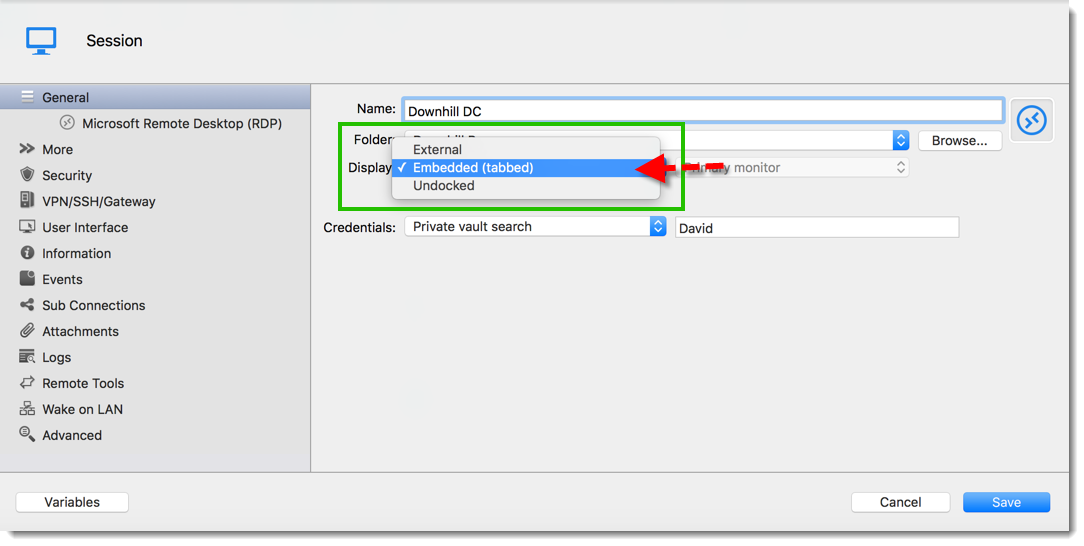 Display mode settings