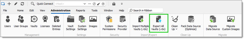 Export All vaults (.rdx) function