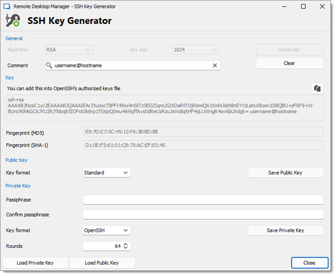SSH key generator