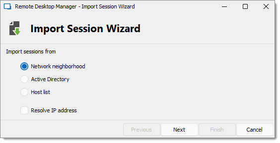 Import session wizard