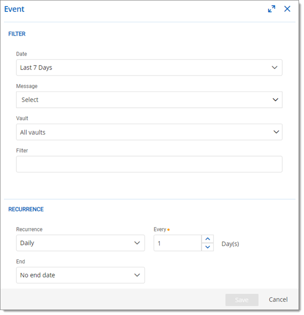 Event and recurrence settings